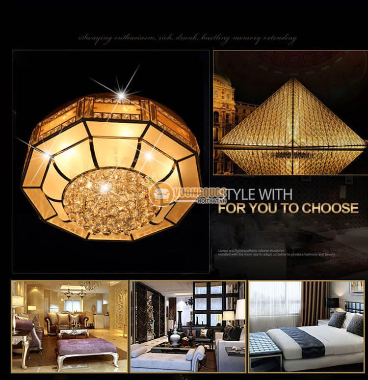 Đèn ốp trần pha lê hình đa giác CM253-6